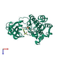 PDB entry 5ved coloured by chain, top view.