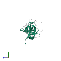 PDB entry 5vei coloured by chain, side view.