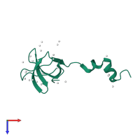 PDB entry 5vei coloured by chain, top view.