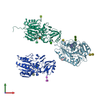 PDB entry 5vem coloured by chain, front view.