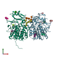 PDB entry 5ven coloured by chain, front view.