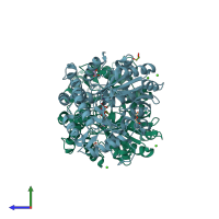 PDB entry 5ver coloured by chain, side view.