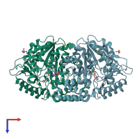 PDB entry 5ver coloured by chain, top view.