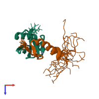 PDB entry 5vf0 coloured by chain, ensemble of 20 models, top view.