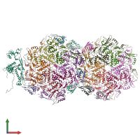 PDB entry 5vf3 coloured by chain, front view.