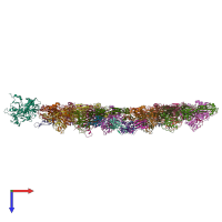 PDB entry 5vf3 coloured by chain, top view.