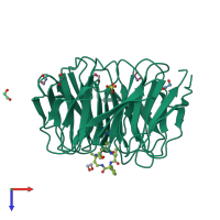 PDB entry 5vfc coloured by chain, top view.