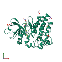 PDB entry 5vfi coloured by chain, front view.