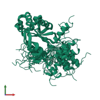 PDB entry 5vfk coloured by chain, ensemble of 20 models, front view.