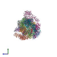 PDB entry 5vfp coloured by chain, side view.