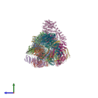 PDB entry 5vfq coloured by chain, side view.