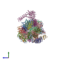 PDB entry 5vfr coloured by chain, side view.