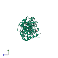 PDB entry 5vfz coloured by chain, side view.