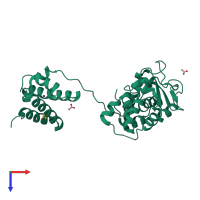 PDB entry 5vfz coloured by chain, top view.