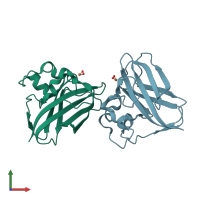 PDB entry 5vg0 coloured by chain, front view.