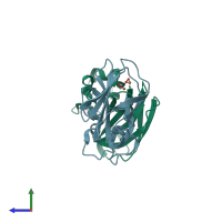 PDB entry 5vg0 coloured by chain, side view.