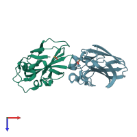 PDB entry 5vg0 coloured by chain, top view.
