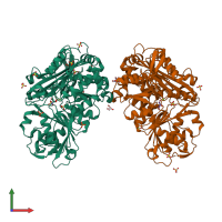 PDB entry 5vg7 coloured by chain, front view.