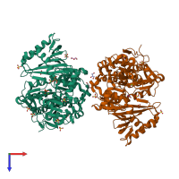 PDB entry 5vg7 coloured by chain, top view.