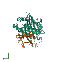 PDB entry 5vgd coloured by chain, side view.