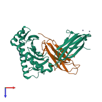 PDB entry 5vge coloured by chain, top view.