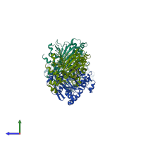PDB entry 5vgi coloured by chain, side view.