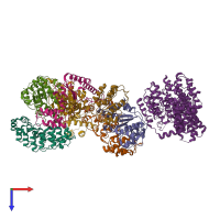 PDB entry 5vhn coloured by chain, top view.