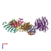 PDB entry 5vhr coloured by chain, top view.