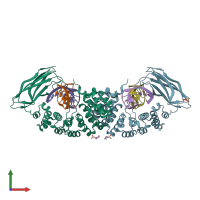 PDB entry 5vhv coloured by chain, front view.