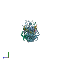 PDB entry 5vhv coloured by chain, side view.