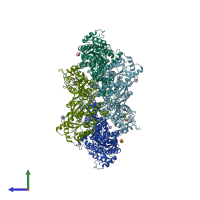 PDB entry 5vhw coloured by chain, side view.