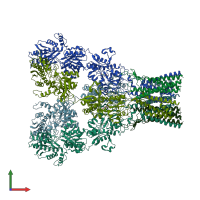 PDB entry 5vhz coloured by chain, front view.