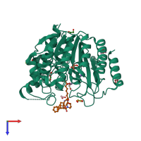 PDB entry 5vi6 coloured by chain, top view.