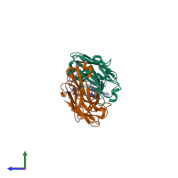 PDB entry 5vic coloured by chain, side view.