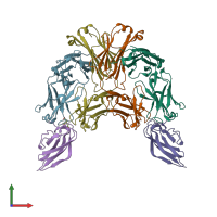 PDB entry 5vig coloured by chain, front view.
