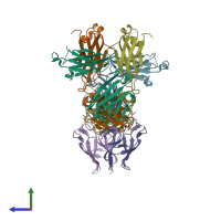 PDB entry 5vig coloured by chain, side view.