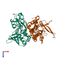 PDB entry 5vih coloured by chain, top view.