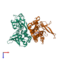 PDB entry 5vii coloured by chain, top view.