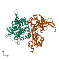 PDB entry 5vij coloured by chain, front view.