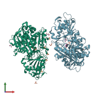PDB entry 5vin coloured by chain, front view.