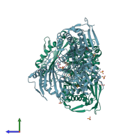 PDB entry 5vin coloured by chain, side view.