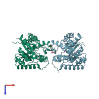 PDB entry 5vis coloured by chain, top view.