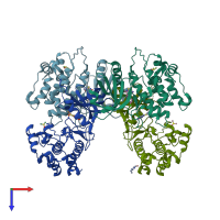 PDB entry 5vja coloured by chain, top view.