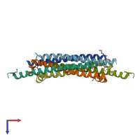 PDB entry 5vji coloured by chain, top view.