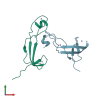 PDB entry 5vjj coloured by chain, front view.