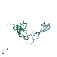 PDB entry 5vjj coloured by chain, top view.