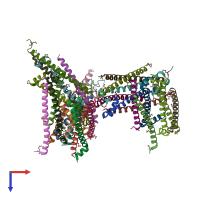 PDB entry 5vjx coloured by chain, top view.