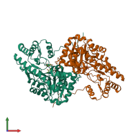 PDB entry 5vjz coloured by chain, front view.