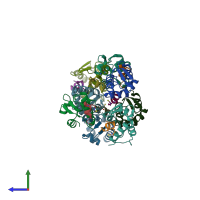 PDB entry 5vk1 coloured by chain, side view.