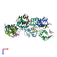 PDB entry 5vk1 coloured by chain, top view.